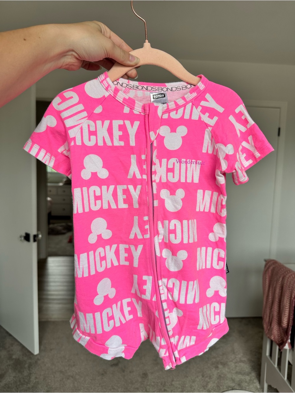 Bonds Hot Pink Mickey Zip Romper